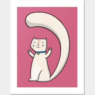 Happy White Cat Posters and Art